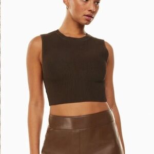 Babaton Sculpt Knit Muscle Tank Cropped Brown | Aritzia NWOT